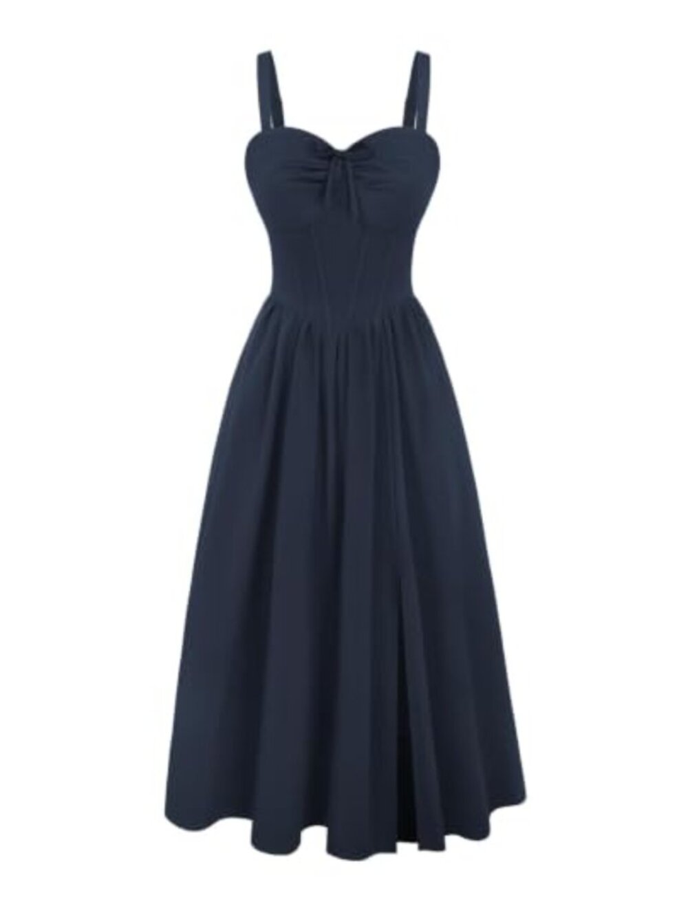 Womens Corset Midi Dress with Pockets Ruched Bodice Smocked Back Spaghetti